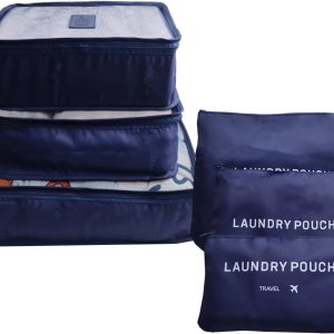 Gbateri 6 Pack Packing Cubes - Travel Luggage Packing Organizers - Travel Essentials Luggage Organizer, Include Laundry Bag, Electronics Bag, Clothing Bag, Convenient Packing Pouches - Navy Blue