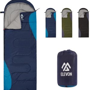 Elevon Sleeping Bag for Adults Teens Kids Cold Warm Weather, Portable Waterproof & Lightweight, Compact with Compression Sack, for 3-4 Seasons Camping, Backpacking, Hiking, Travel, Indoors Outdoors