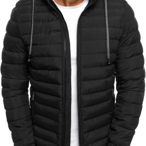 Mens Lightweight Packable Puffer Jacket Hooded Insulated Thermal Puffy Winter Jacket for Running Travel